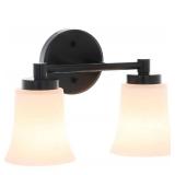 XiNBEi Lighting Bathroom Vanity Light, Vintage 2 Light Sconces Wall Light with Glass, Black Wall Mounted Light XB-W1235-2-MB