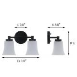 XiNBEi Lighting Bathroom Vanity Light, Vintage 2 Light Sconces Wall Light with Glass, Black Wall Mounted Light XB-W1235-2-MB