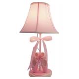 Bedside Lamp by Cozylight, Pink Dancing Shoes Design, 14inch Tall Table Lamp with Fabric Stitch Shade for Girls Bedroom Décor, Including an E26 LED Bulb