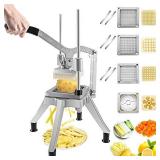 VEVOR Commercial Chopper w/ 4 Replacement Blades Commercial Vegetable Chopper Stainless Steel French Fry Cutter Potato Dicer & Slicer Commercial Vegetable Fruit Chopper for Restaurants & Home Kitchen