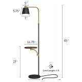 OYEARS Modern Floor Lamp with Table for Living Room 65 Tray Floor Lamp for Bedroom LED Bulb Included Minimalist Contemporary Floor Lamp for Home Standing Lamp with Shelf for Reading Office Black