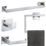 TURS Chrome Bathroom Accessories 4-Pieces Bathroom Hardware Set Square