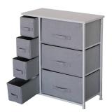 Storage Tower with 7 Drawers, 3 4 Tier Dresser for Bedroom, Closet Organizer Unit Furniture, Corner Chest Bin Organization for Living Room, Dorm, Steel Frame Easy Pull Fabric Bins, Wooden Top-DS0005C