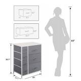 Storage Tower with 7 Drawers, 3 4 Tier Dresser for Bedroom, Closet Organizer Unit Furniture, Corner Chest Bin Organization for Living Room, Dorm, Steel Frame Easy Pull Fabric Bins, Wooden Top-DS0005C