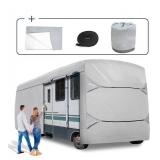 Narelet Class A RV Camper Cover Waterproof Windproof 3 Layers Breathable Ripstop Anti-UV RV Motorhome Camper Cover, fits 31