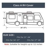 Narelet Class A RV Camper Cover Waterproof Windproof 3 Layers Breathable Ripstop Anti-UV RV Motorhome Camper Cover, fits 31