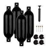 CROSSEWIN Inflatable Double Eye 4 Pack Boat Buoys Bumpers Marine Fenders with Ropes and Inflator for Pontoon, 5.5"D x 20 Inch