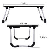 Hossejoy Foldable Laptop Table, Portable Standing Bed Desk, Breakfast Serving Bed Tray, Notebook Computer Stand Reading Holder for Couch Floor, Black