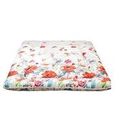 White Floral Japanese Futon Floor Mattress, Bed Mattress Topper Portable Thick Sleeping Pad Floor Bed Roll Up Camping Mattress Folding Couch Bed Mattress Pad for Guest Room, Queen Size