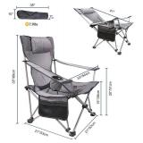 Phiroop Folding Camping Chair Adjustable Lounge Recliner Portable Oversized Steel Frame Collapsible Lawn Outdoor Chair with Cup Holder & Pillow (Dark Gray)