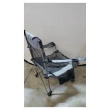 Phiroop Folding Camping Chair Adjustable Lounge Recliner Portable Oversized Steel Frame Collapsible Lawn Outdoor Chair with Cup Holder & Pillow (Dark Gray)