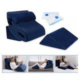 4 pcs Bed Wedge Pillow - Post Surgery Advanced Adjustable Pillow Set with Memory Foam - Relief System for Shoulder Back, Neck and Leg Elevation | Acid Reflux, Anti Snorin - Machine Washable Cover