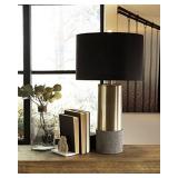 Signature Design by Ashley Jacek Modern Contemporary Table Lamp, Set of 2, Gray & Brass Finish, Lamp Shades Not Included