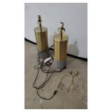 Signature Design by Ashley Jacek Modern Contemporary Table Lamp, Set of 2, Gray & Brass Finish, Lamp Shades Not Included
