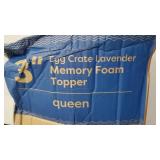 Best Price Mattress 3 Inch Egg Crate Memory Foam Mattress Topper with Soothing Lavender Infusion, CertiPUR-US Certified, Queen