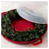 IRIS USA, Christmas Wreath Storage Container, Christmas Garland/Wreath (Fits up to 24 Wreaths/Box), CLEAR/RED, 2-Pack