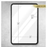 20" x 30" Black Mirror for Wall- Sturdy Metal Black Framed Mirror - Rectangle Mirror with Beautiful Metal Frame for Bathroom, Entryway, Living Room & More! Black Framed Rounded Corner Deep Set Design