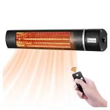KEY TEK Wall-Mounted Patio Heater Electric Infrared Heater Indoor/Outdoor Heater Electric for Garage Backyard Wall Patio Heater Waterproof with Remote Control Golden Tube for Fast Heating, Black