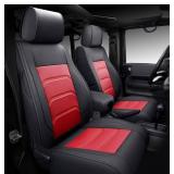 NS YOLO 2007-2021 Wrangler JK Custom Leather Seat Covers (2013-2017 Wrangler 2-Door, Black & Red