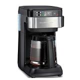 Hamilton Beach Works with Alexa Smart Coffee Maker, Programmable, 12 Cup Capacity, Black and Stainless Steel (49350) - A Certified for Humans Device