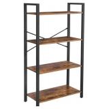 VASAGLE Bookshelf, 4-Tier Bookcase, Living Room Standing Unit Shelf, Stable Steel Frame, Bedroom, Office, Industrial Design, Rustic Brown ULLS60BX