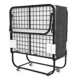 Foxemart Folding Bed with Mattress Portable Foldable Guest Beds Cot Size Rollaway Beds for Adults with Luxurious Memory 5 Inch Foam Mattress and Super Sturdy Frame, 75 x 31 Inch