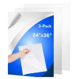 (3 Pack) PET Sheet Panels - 24" x 36" x 0.03" Plexiglass-Quality Lightweight and Shatterproof Glass Alternative Perfect for DIY Sneeze Guards, Face Shields, Railing Guards, and Pet Barriers