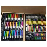 KIDDYCOLOR 126 Piece Deluxe Wood Art Drawing Set for Kids in Wooden Case, Painting