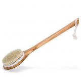 Long Wooden Handle Bath Body Brush Removable Bristle Exfoliating Dry Skin Back Scrubber Shower Cleaning Massager