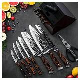 Knife Set, Psvweyo 15-Piece Kitchen Knife Set With Block Wooden, Self Sharpening For Chef Knife Set, Japan Stainless Steel, Hammered Collection Block Set and Steak Knives, Boxed Knife Sets