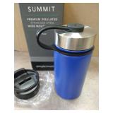Simple Modern 14 Ounce Summit Kids Water Bottle - Travel Mug Stainless Steel Tumbler Flask +2 Lids - Wide Mouth Double Wall Vacuum Insulated Blue Leakproof -Twilight