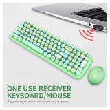 Mofii Candy XR 2.4G Wireless Keyboard Mouse Combo with 100-key Round Keycaps Mixed Color Keyboard 4-key Ergonomic Mouse Green