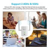 1200Mbps WiFi Range Extender Repeater OURLINK 2.4G/5G Dual Band with 2 High Gain External Antennas, WPS , Wireless Amplifier Router Signal Booster varies from stock photo