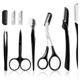 Vextronic 6 in 1 Eyebrow Kit, Eyebrow Razor Face Razors for Women, Multipurpose Dermaplaning Tool Eyebrow Trimmer Set Including Women Face Shaver Razor, Eyebrow Brush, Scissors, Tweezers, Storage Bag