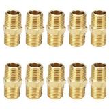 10 Pcs Brass Pipe fittings, Male Hex Nipple adapter coupler