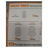 MAKERELE Cable Gland Kit 45PCS Nylon Waterproof Adjustable 3-15mm Cable Glands Joints,White