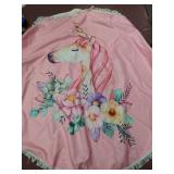 54 inch round microfiber towel unicorn print