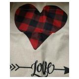 Love with buffalo plaid heart garden flag