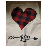 Love with buffalo plaid heart garden flag