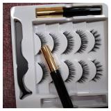 Pack of 5 Reusable Magnetic Eyelashes & 2 Tubes of 3D Enhanced Magnetic Eyeliner Kit with Tweezers Inside, Magnetic Eyeliner and Magnetic Eyelash Kit