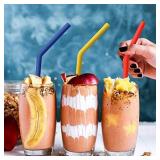 Extra Long Flexible Reusable Silicone Straws with Cleaning Brushes for 30 oz RTIC / Yeti Cups, 12 Straws and 2 cleaning brushes , BPA Free, Gum Free