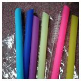 Extra Long Flexible Reusable Silicone Straws with Cleaning Brushes for 30 oz RTIC / Yeti Cups, 12 Straws and 2 cleaning brushes , BPA Free, Gum Free