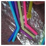 Extra Long Flexible Reusable Silicone Straws with Cleaning Brushes for 30 oz RTIC / Yeti Cups, 12 Straws and 2 cleaning brushes , BPA Free, Gum Free