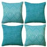 Oirpro Striped Wave Geometric Texture Velvet Chenille Decorative Pillow Covers Sofa Bed Pillow Covers 18 x 18 Inch, Set of 4** YELLOW NOT BLUE see last pics