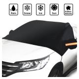 GLOUE Car Windshield Snow Cover with Side Mirror Covers, Fits for Most Vehicles, Cars Trucks Vans and SUVs, Mirror Snow Covers Protects Windshield and Wipers from Weatherproof, Rain, Sun, Frost ** see