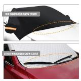 GLOUE Car Windshield Snow Cover with Side Mirror Covers, Fits for Most Vehicles, Cars Trucks Vans and SUVs, Mirror Snow Covers Protects Windshield and Wipers from Weatherproof, Rain, Sun, Frost ** see