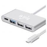Newest Multiport Hub USB Converter ikling Portable Charging USB C USB Aluminum Alloy Adapter for MacBook, Silver ** can be used with any c type