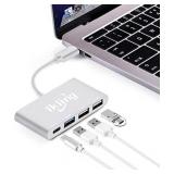 Newest Multiport Hub USB Converter ikling Portable Charging USB C USB Aluminum Alloy Adapter for MacBook, GOLD ** can be used with any c type