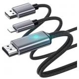 Lighting to HDMI Cable, HDMI Cable for Phone, 1080P Cable for Phone Pad, Digital AV Adapter, HDTV Cable, Compatible with XR / X / 8/7/6 Phone, Pad Air / Mini / Pro / Pod Touch to TV / projector