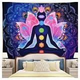 Seven Chakras Tapestry for Yoga, Wall Meditation, Indian Colorful Mandala Tapestry Hippie Chakra Wall Hanging Tapestry for Study Room** see last pics for design